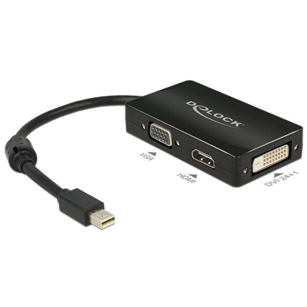 Delock Adapter Mini-DisplayPort auf VGA/HDMI/DVI  passiv black