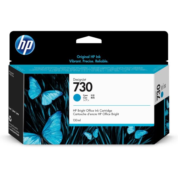 Tinte HP DesignJet T1600/T1700/T2600 Cyan P2V62A HP 730 Cyan/130ml