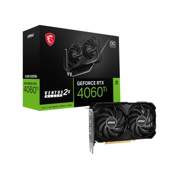 MSI VGA 16GB RTX4060Ti VENTUS 2X BLACK 16G OC 3xDP/HDMI GeForce RTX 4060 Ti VENTUS 2X BLACK 16G OC