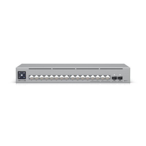 Ubiquiti Switch UniFi 12xRJ45 GBit/4xRJ45 2.5G/2xSFP+ Managed PoE+ 180W Max optional 19" Rack-Mountable, 1,3" Touchscreen