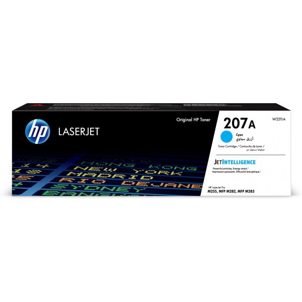 Toner HP 207A LaserJet M255dw/M283fxx Cyan  W2211A Ergiebigkeit 1.250 Seiten