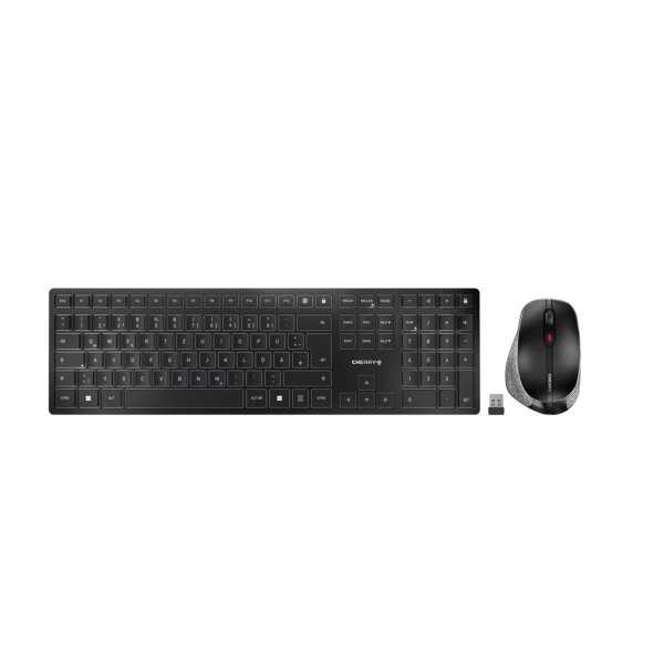 CHERRY Desktop DW 9500 SLIM [DE] WL AES black/grey BT Lithium Akku - wochenlange Nutzung ohne Aufladung