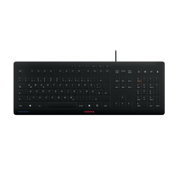 CHERRY Keyboard STREAM PROTECT [DE] black +++ mit hochwertiger Schutzmembran