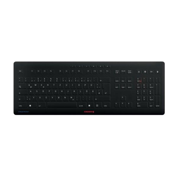 CHERRY Keyboard STREAM PROTECT WIRELESS [DE] black +++ mit hochwertiger Schutzmembran