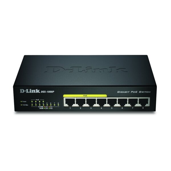 D-Link Switch DGS-1008P 8xGBit (4xPoE - 68W) Unmanaged