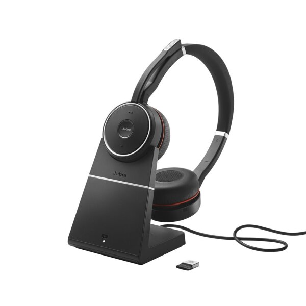 Jabra Headset Evolve 75 SE MS Stereo USB BT mit Ladestation  Zertifiziert für Microsoft Teams, für LINK 380a MS