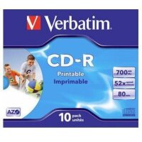 CD ROH Verbatim 700MB/ 52x printable 10er-Jewel