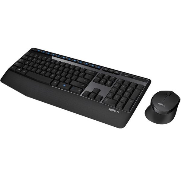 Logitech Desktop MK345 Wireless Comfort [FR] black/noir  für Rechtshänder, Handballenauflage