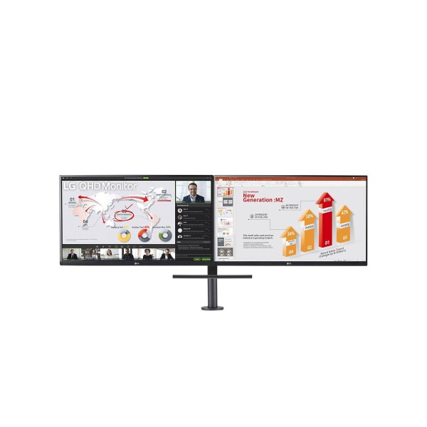 LG LCD 27QP88DP-B 27" black 2 X 27" Display incl. Tischhalterung