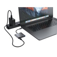 Adapter USB-C =>HDMI, USB 3.0, USB-C PD (St/Bu) 15cm