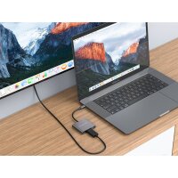 Adapter USB-C =>HDMI, USB 3.0, USB-C PD (St/Bu) 15cm