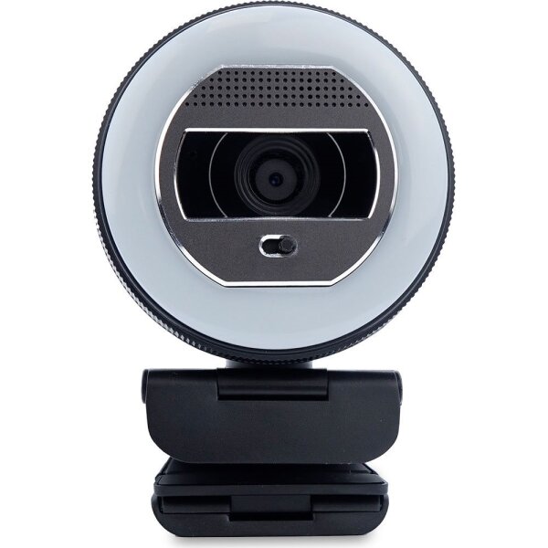 TERRA Webcam Halo mit LED-Lichtkranz (C1868pro) und Privatschieber Full-HD, Auto Focus, Stereo Mic, Privacy Slider