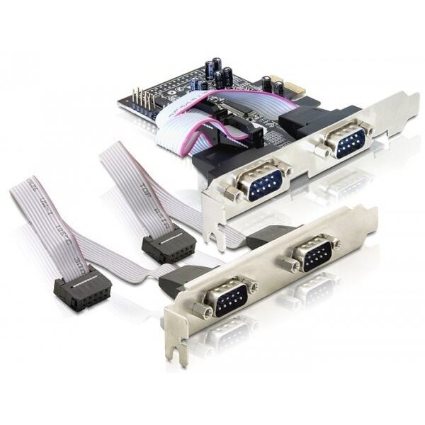 IO Delock PCIe 4x seriell RS-232 inkl. LP-Bleche