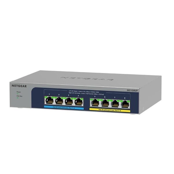 Netgear 8Port Switch 100/1000/2500 MS108UP 8-Port Ultra60 PoE++ Multi-Gig unmgd Switch