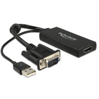 Delock VGA zu HDMI Adapter mit Audio schwarz/black 0,25m...